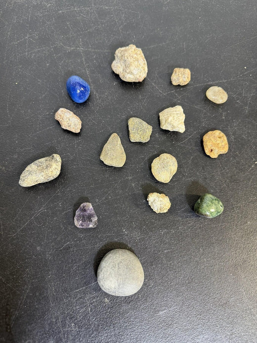 13 Pc Assorted Natural Rocks & Tumbled Crystals - Amethyst, Sodalite - Wormhole Thrift
