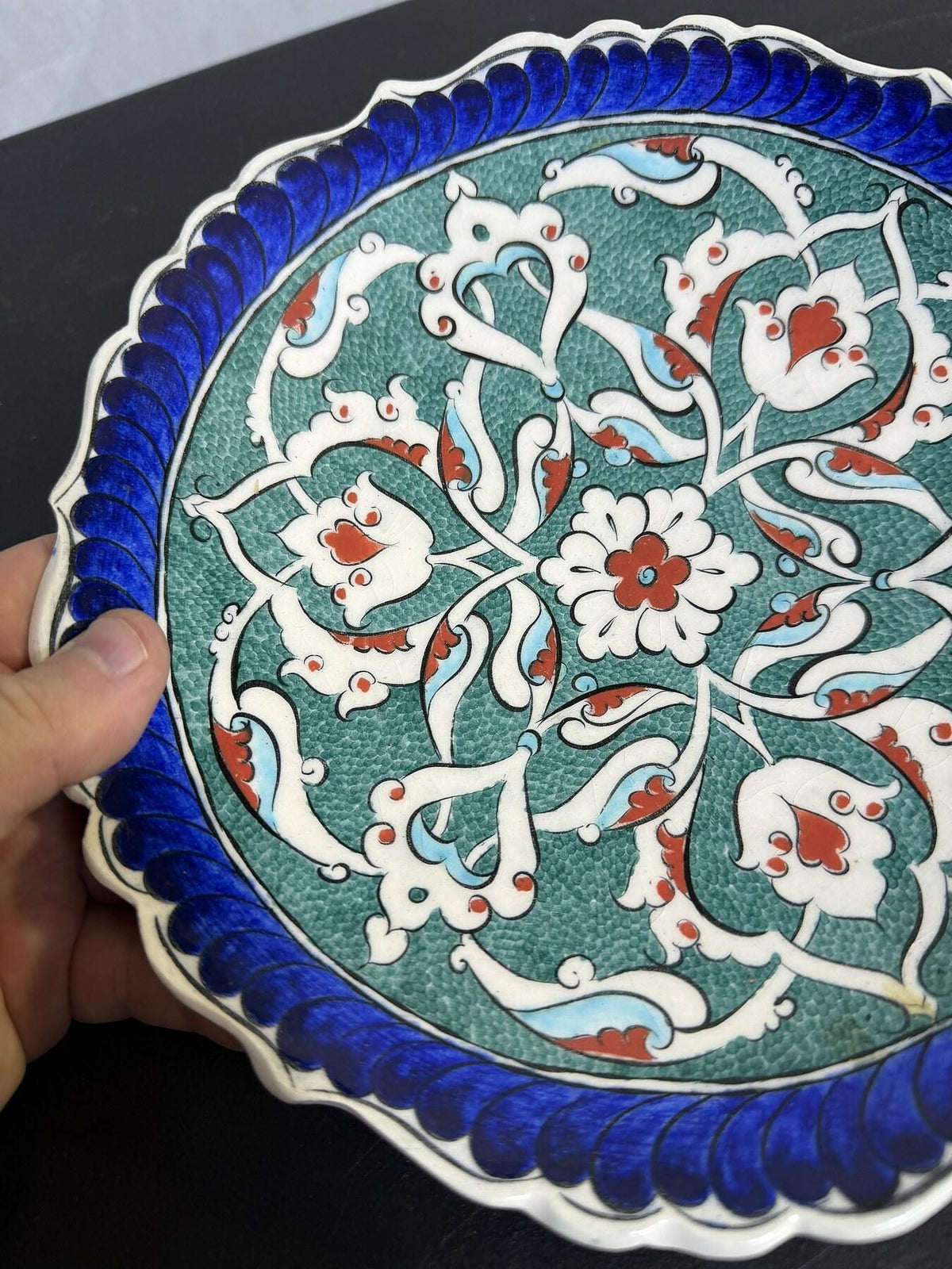 Gencer Cini Kütahya Turkish Hand Made Ceramic Decorative Plate 7" - Wormhole Thrift