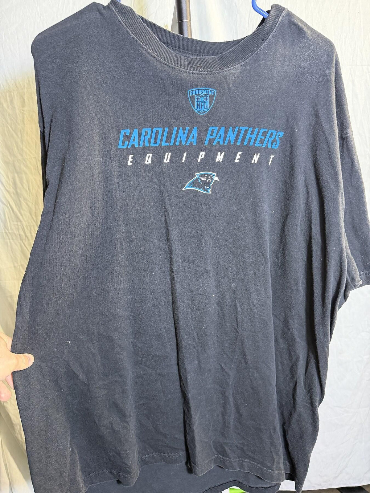 Vintage Reebok NFL Carolina Panthers Equipment Black T-Shirt Men's XL - Wormhole Thrift