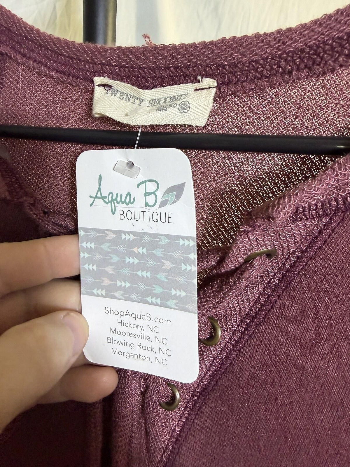 TWENTY SECOND Aqua B Boutique Mauve Lace-Up Tunic Top S NWT - Wormhole Thrift