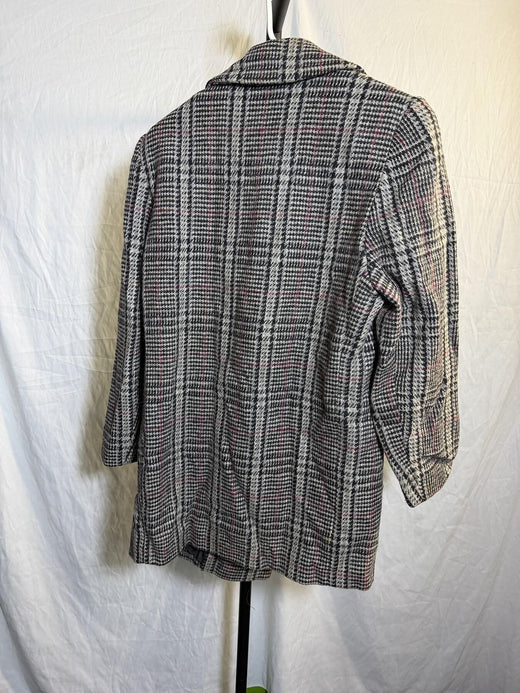 Vintage Preston & York Plaid Wool Double-Breasted Blazer Coat Size 2 USA - Wormhole Thrift