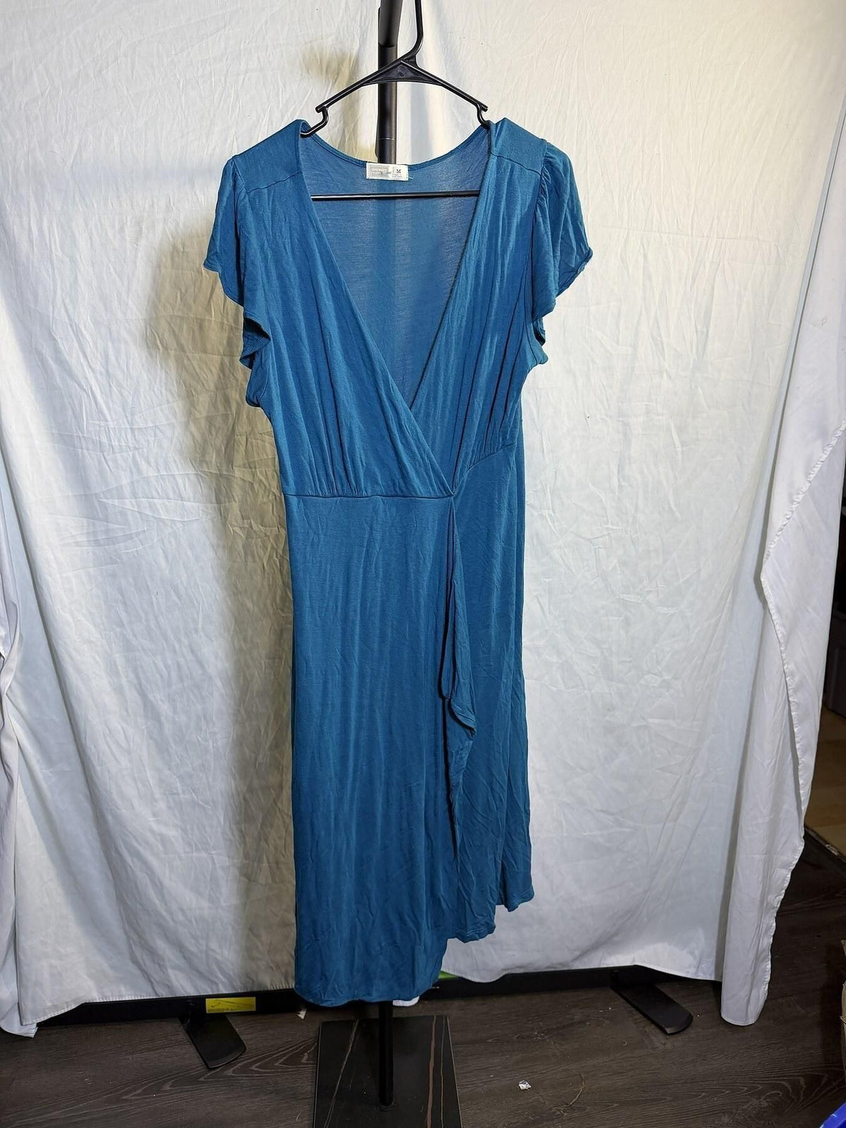 Old Navy Women's Teal Faux Wrap V-Neck Short Sleeve Dress Size M - Wormhole Thrift