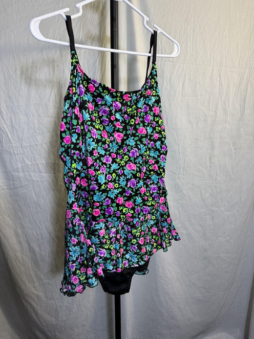 Vintage Pacific Connections Floral Skirted Swimsuit Plus Size 22W - Wormhole Thrift