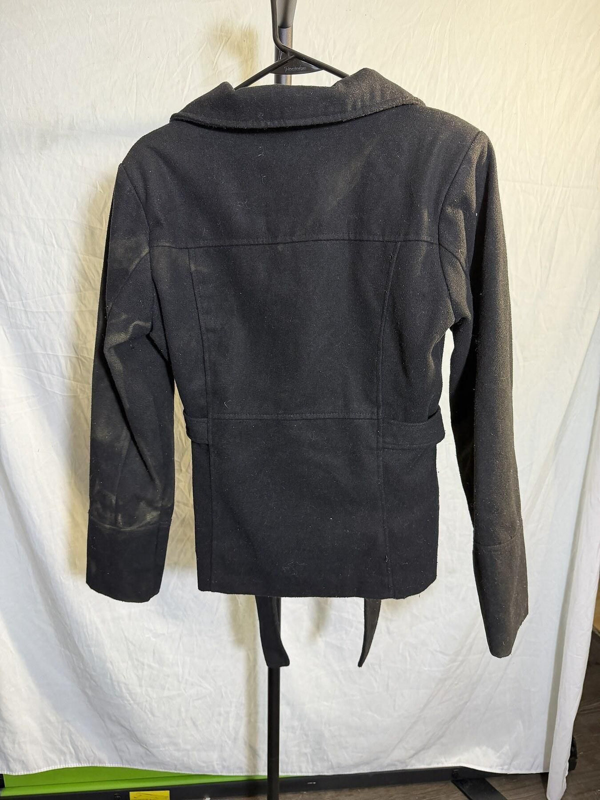 NEU Look Women's Black Double-Breasted Peacoat Jacket Size L - Wormhole Thrift