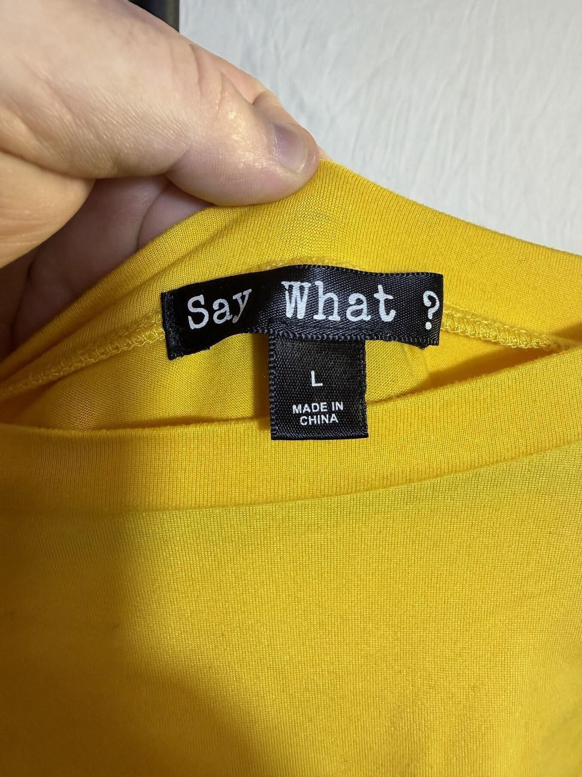 Say What? Women's Yellow Asymmetrical Hem Tunic Top Size L - Wormhole Thrift