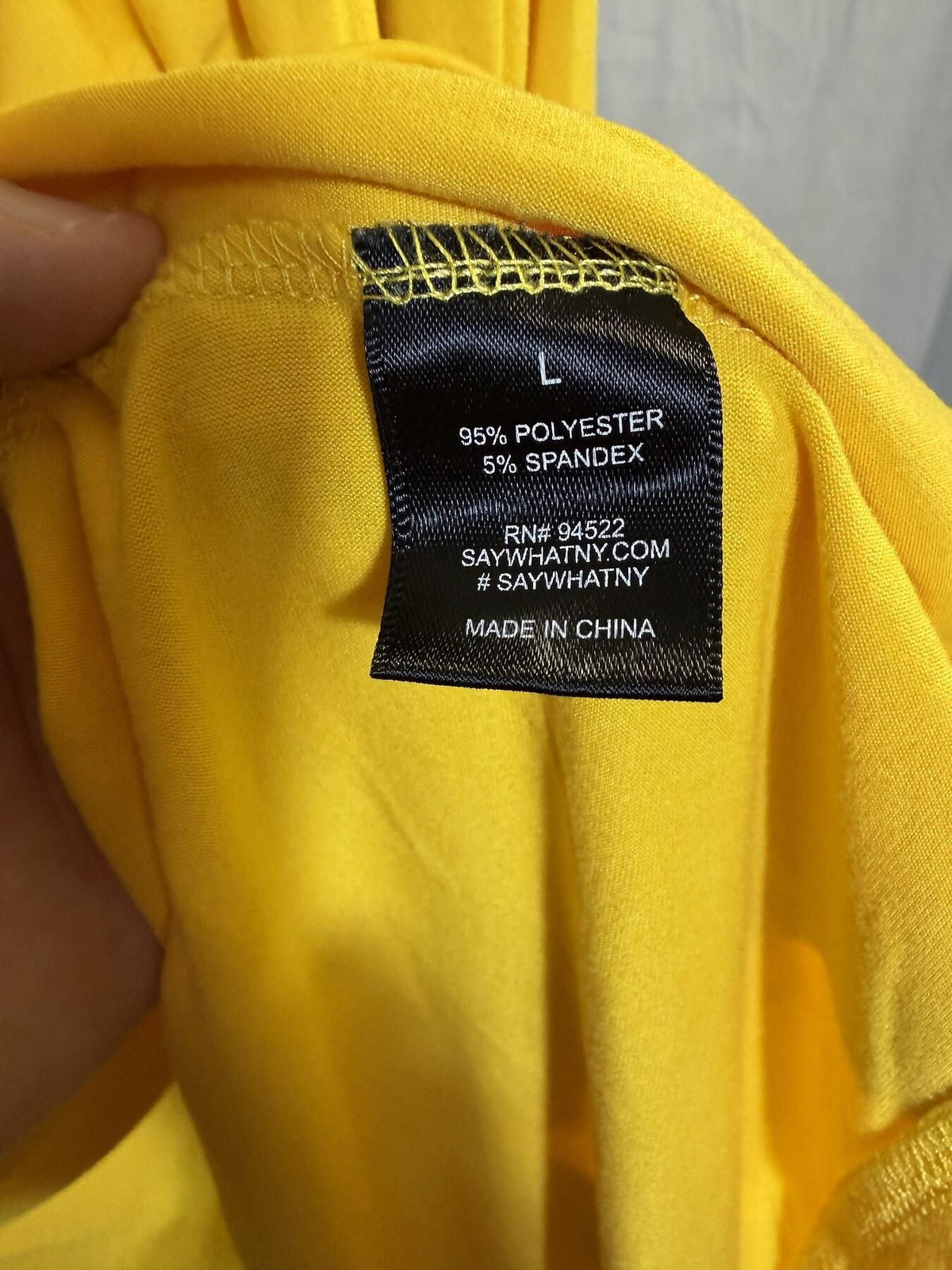 Say What? Women's Yellow Asymmetrical Hem Tunic Top Size L - Wormhole Thrift