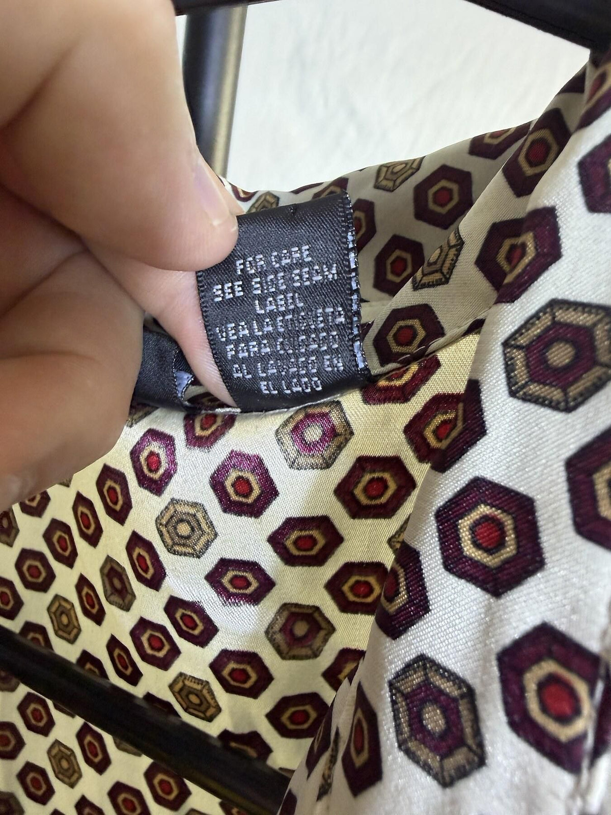 Vintage goodclothes Men's Large Geometric Polyester Button-Up Shirt - Wormhole Thrift