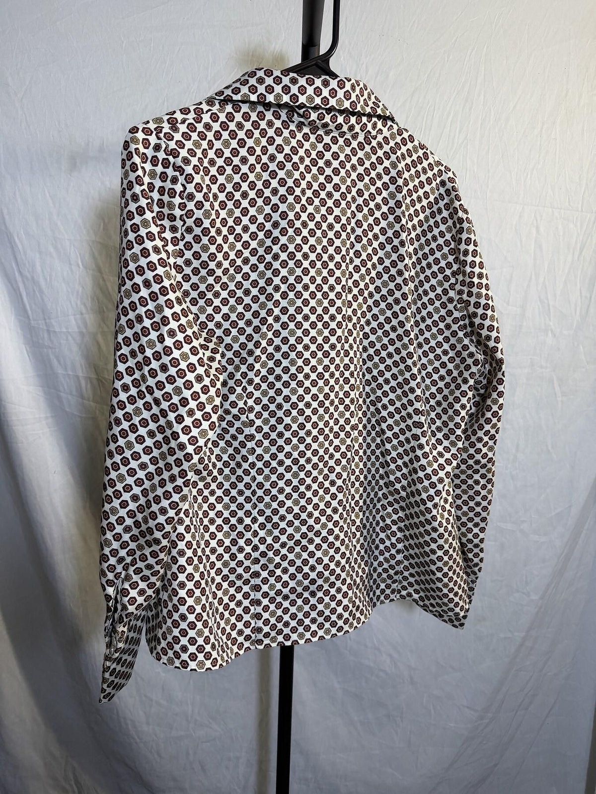 Vintage goodclothes Men's Large Geometric Polyester Button-Up Shirt - Wormhole Thrift