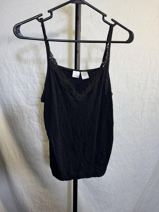Gilligan & O'Malley Black Lace Trim Camisole Tank Top Size M - Wormhole Thrift