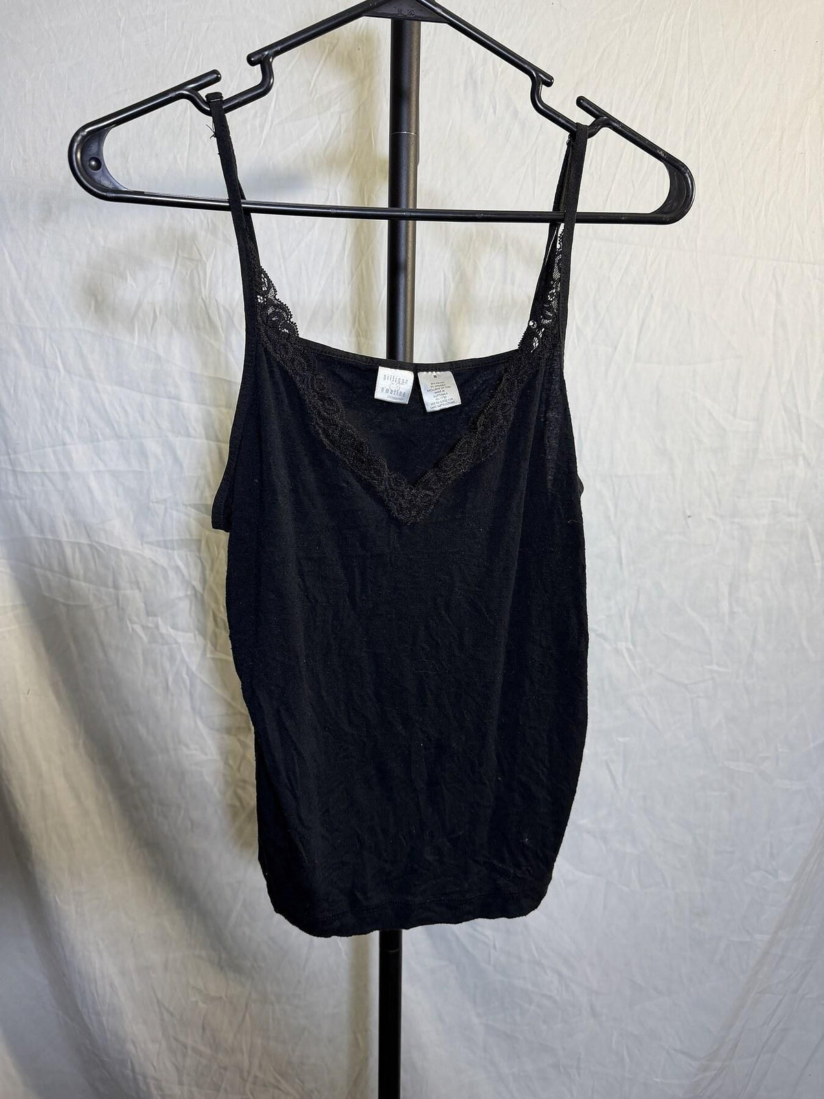 Gilligan & O'Malley Black Lace Trim Camisole Tank Top Size M - Wormhole Thrift