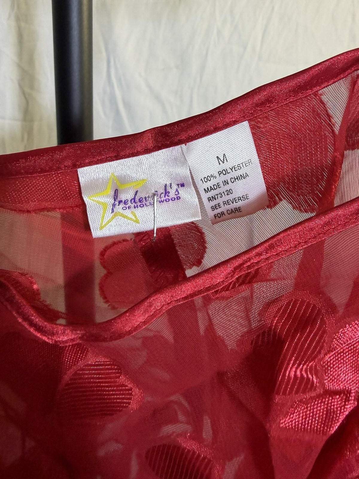 Vintage Frederick's of Hollywood Red Sheer Heart Camisole Top Size M - Wormhole Thrift