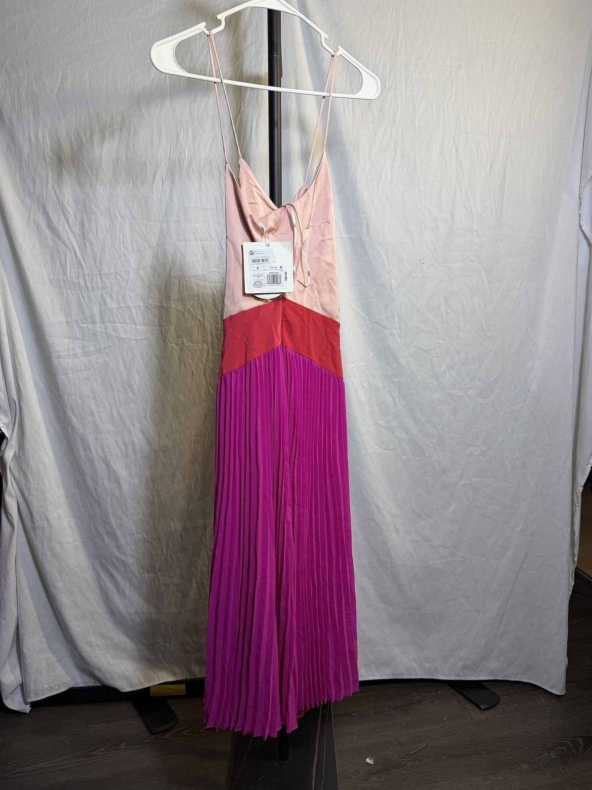 Cushnie for Target Colorblock Pleated Maxi Dress Pink Magenta Size 6 - Wormhole Thrift