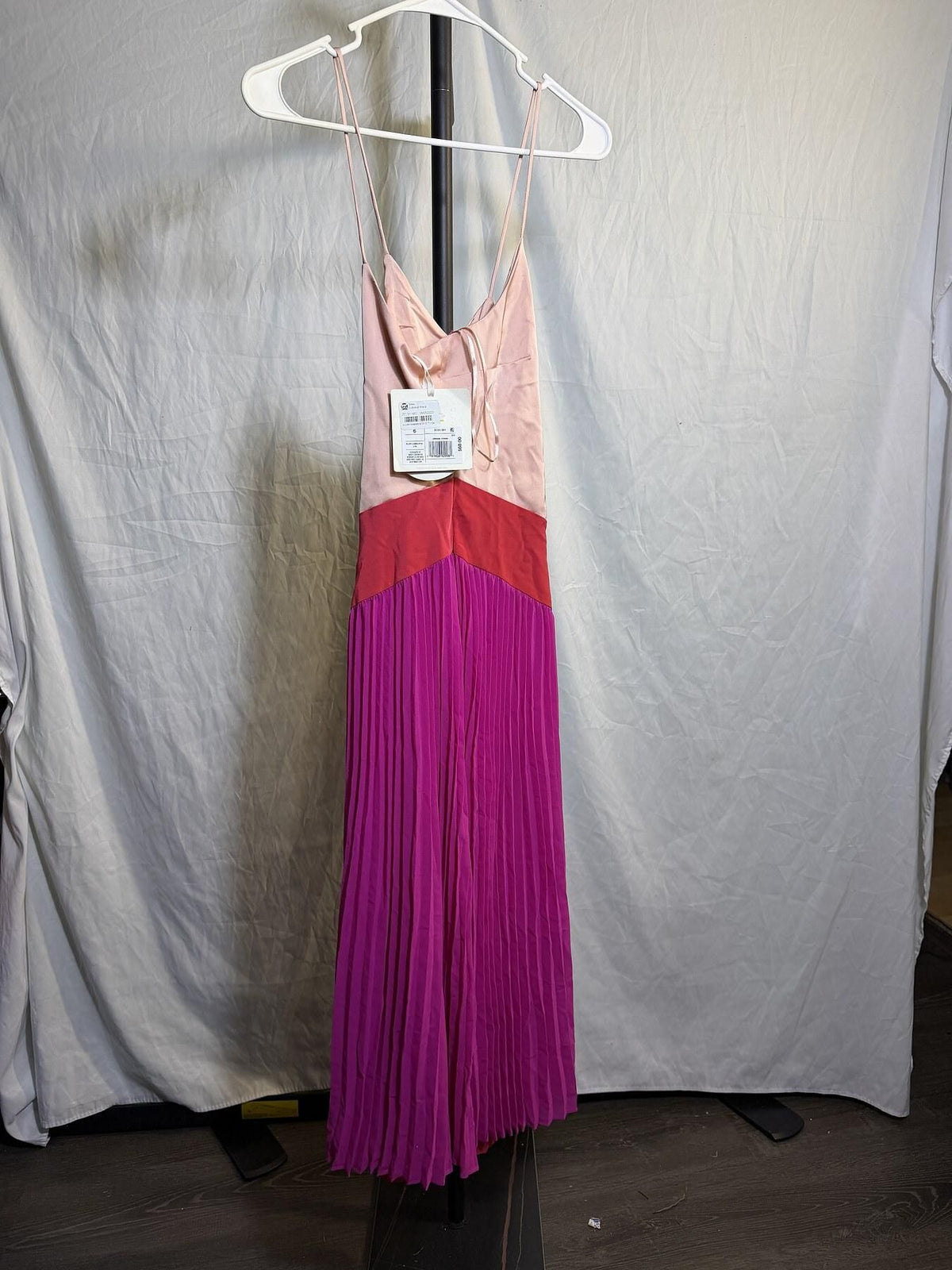 Cushnie for Target Colorblock Pleated Maxi Dress Pink Magenta Size 6 - Wormhole Thrift