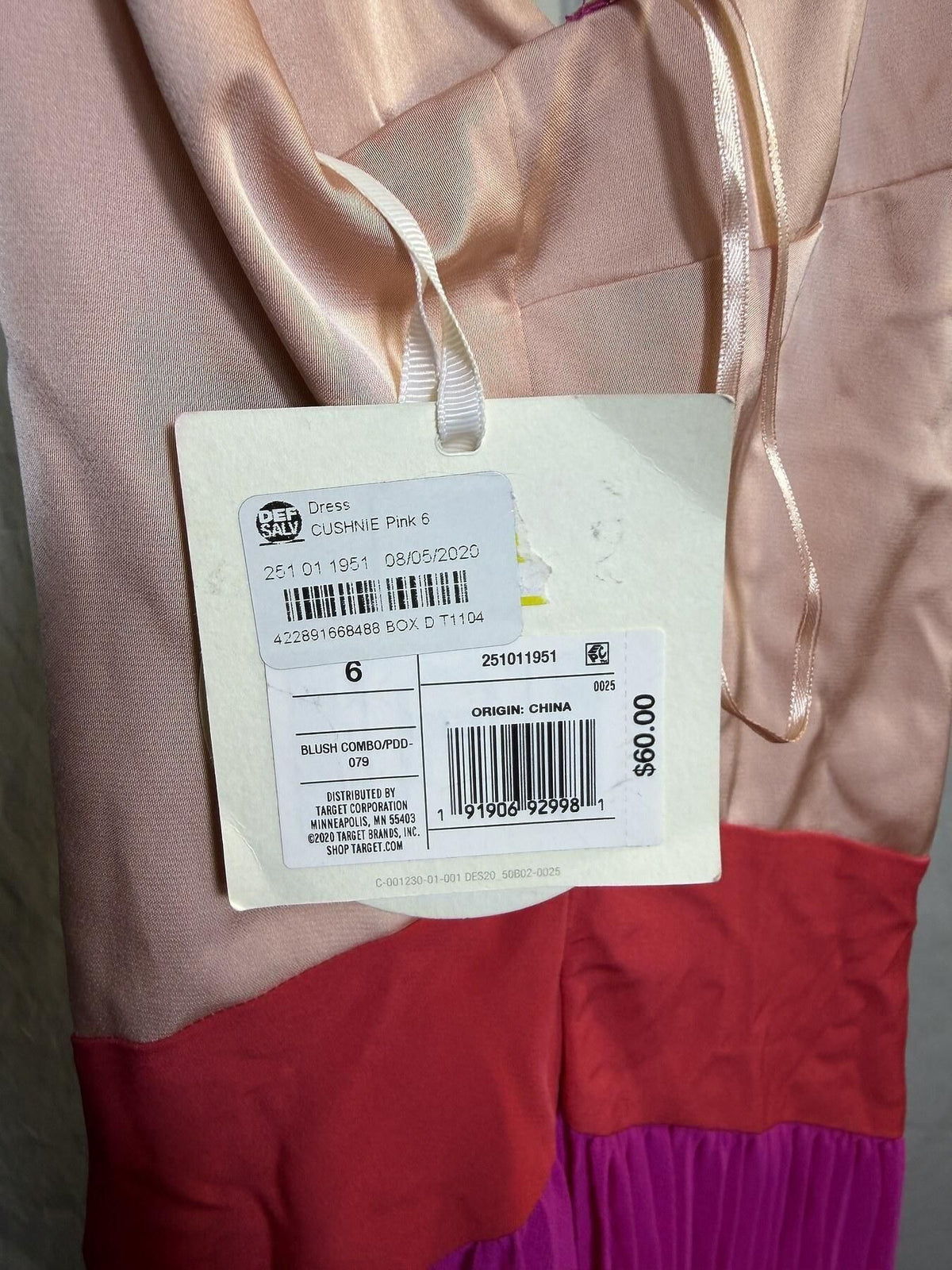Cushnie for Target Colorblock Pleated Maxi Dress Pink Magenta Size 6 - Wormhole Thrift