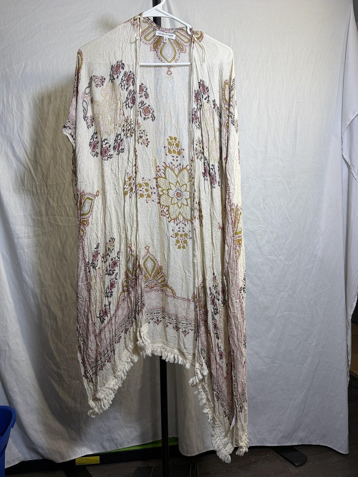 Woven Heart Women's Bohemian Floral Kimono Cardigan Duster Size L - Wormhole Thrift