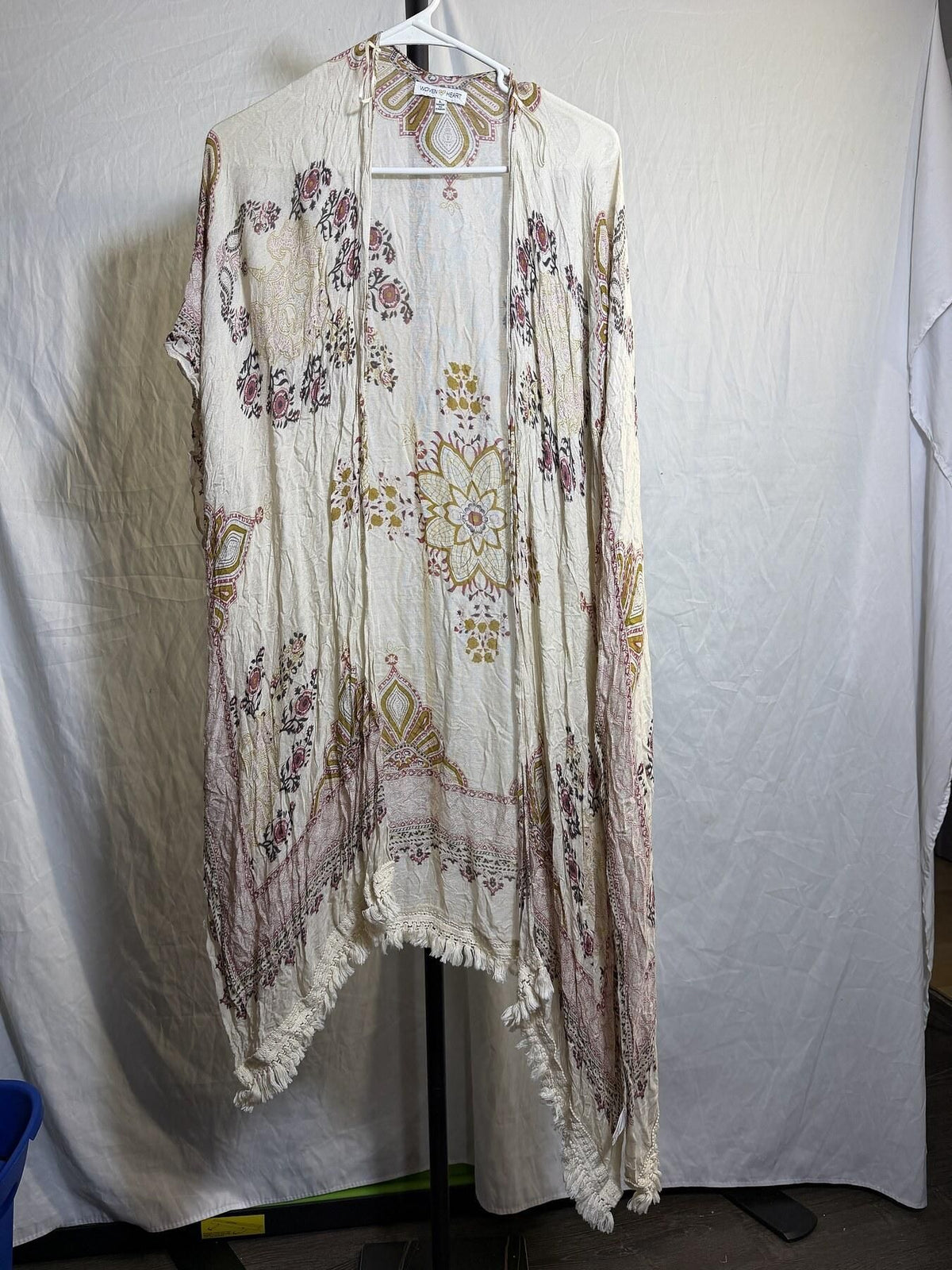 Woven Heart Women's Bohemian Floral Kimono Cardigan Duster Size L - Wormhole Thrift