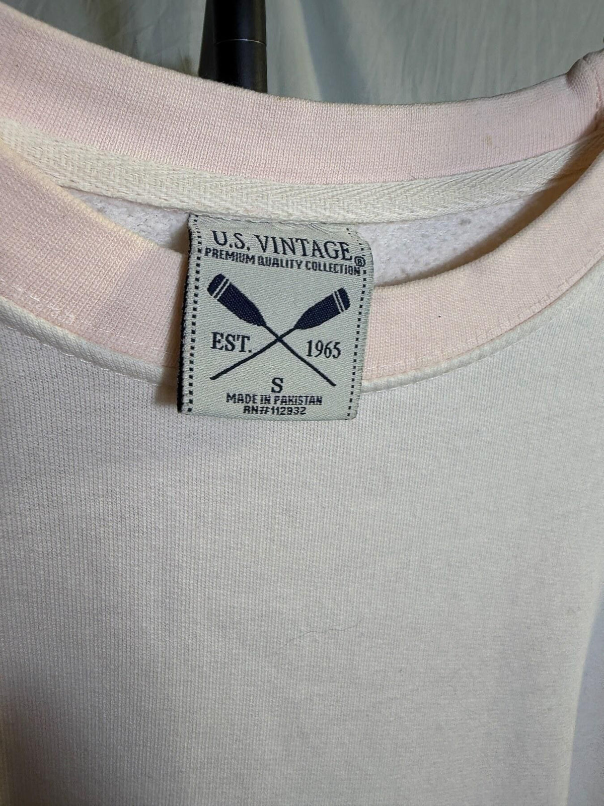 U.S. Vintage Premium Quality Collection Sweatshirt - Size S - Pink & Cream - Wormhole Thrift