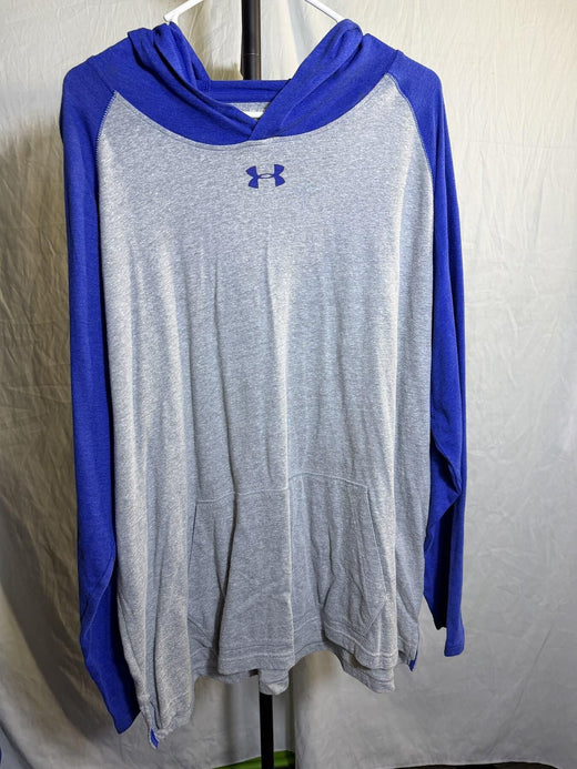 Under Armour Men's 2XL HeatGear Loose Fit Blue Grey Hoodie - Wormhole Thrift