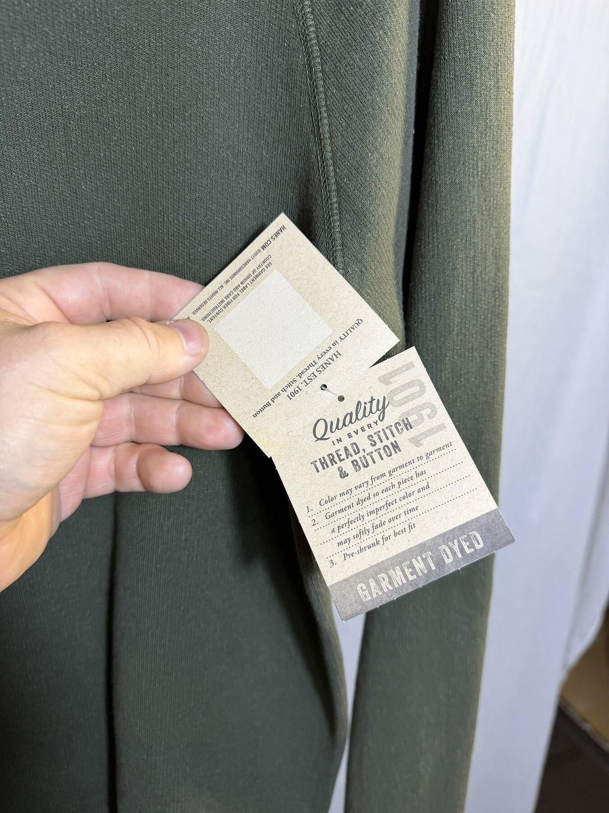 Hanes Garment Dyed Raglan Crewneck Sweatshirt Small Petite Olive Green NWT - Wormhole Thrift