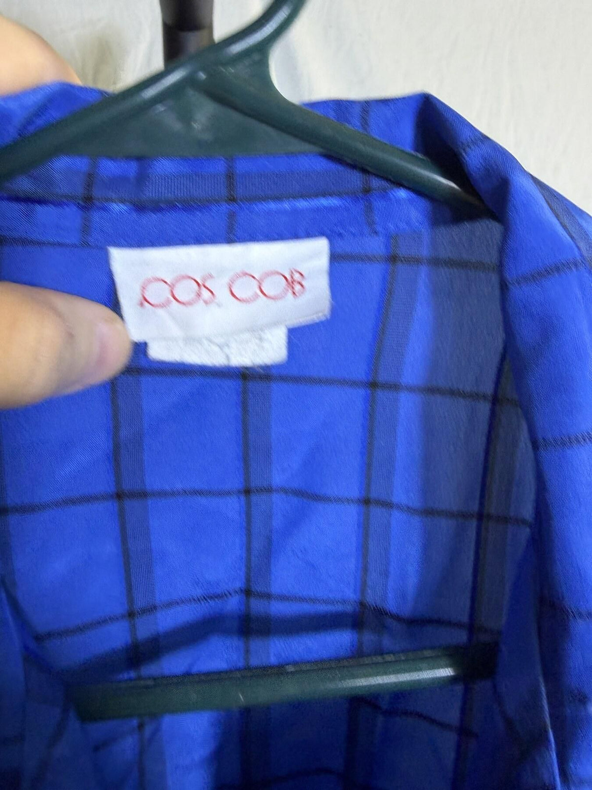 Vintage COS COB Blue Plaid Long Sleeve Button Up Blouse Shirt - Wormhole Thrift