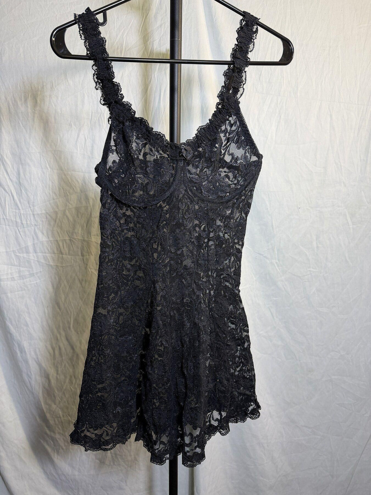 Vintage Cinema Etoile Black Lace Camisole Slip Dress Lingerie Medium - Wormhole Thrift