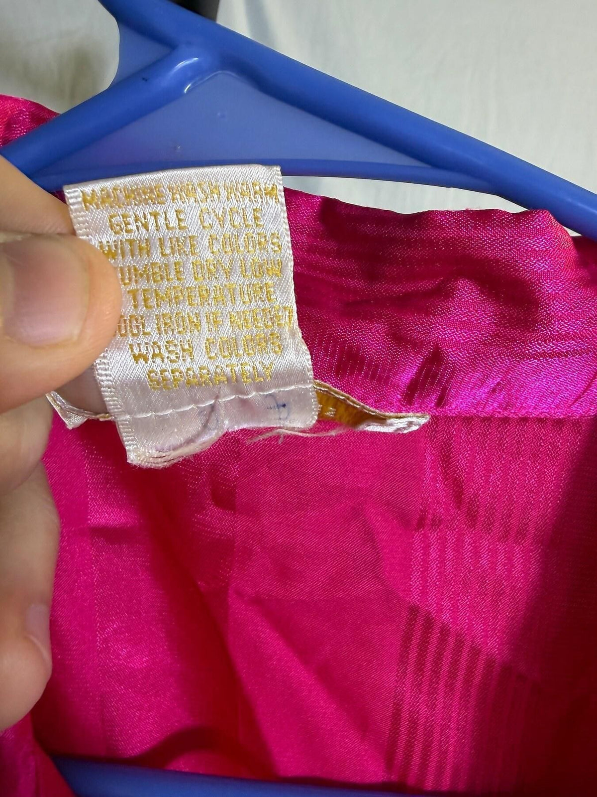 Vintage A'milano Intimates Fuchsia Pink Polyester Sleepshirt Size L - Wormhole Thrift