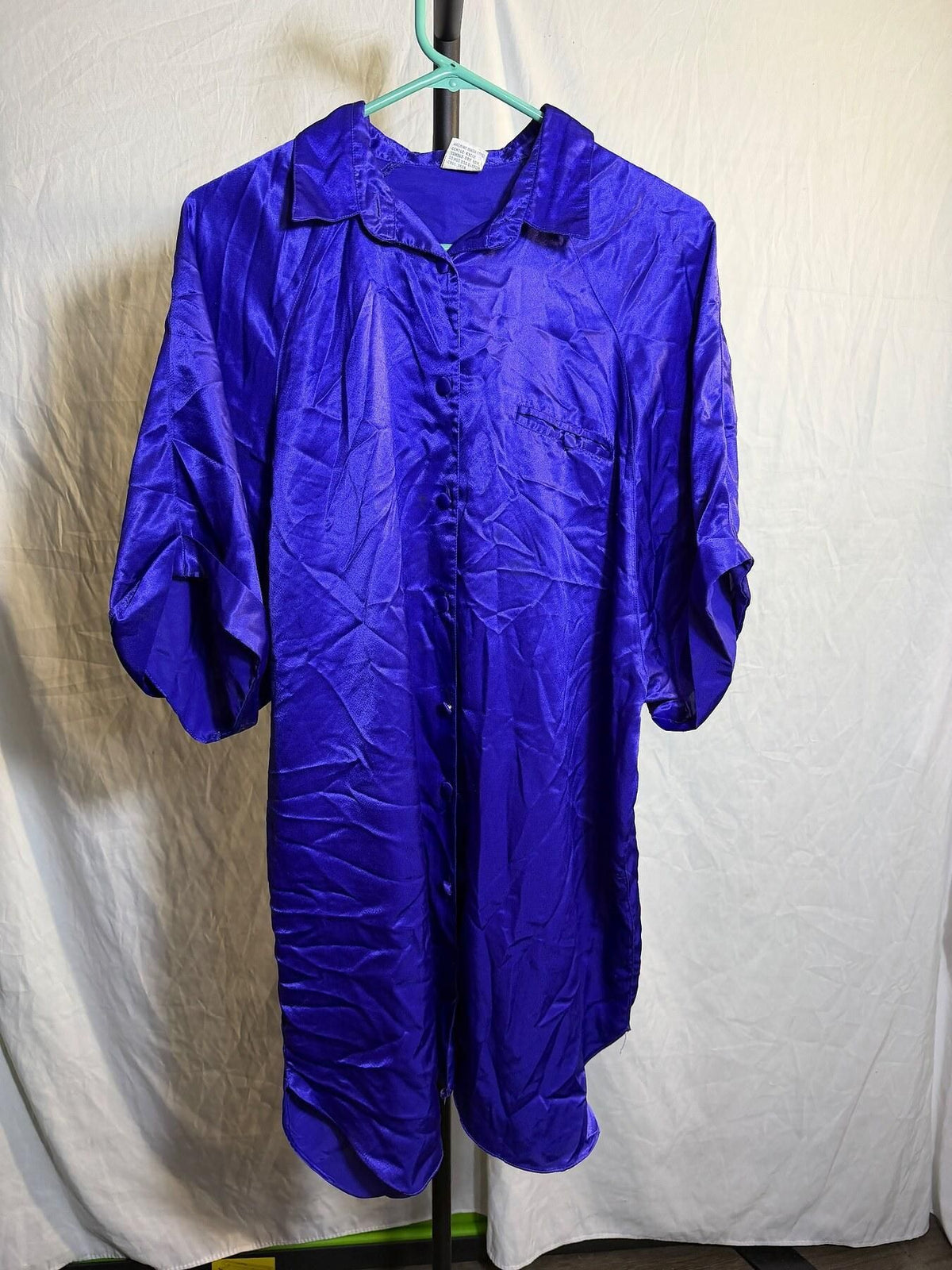 Vintage Kathryn Purple Satin Polyester Nightshirt Nightgown Size L - Wormhole Thrift