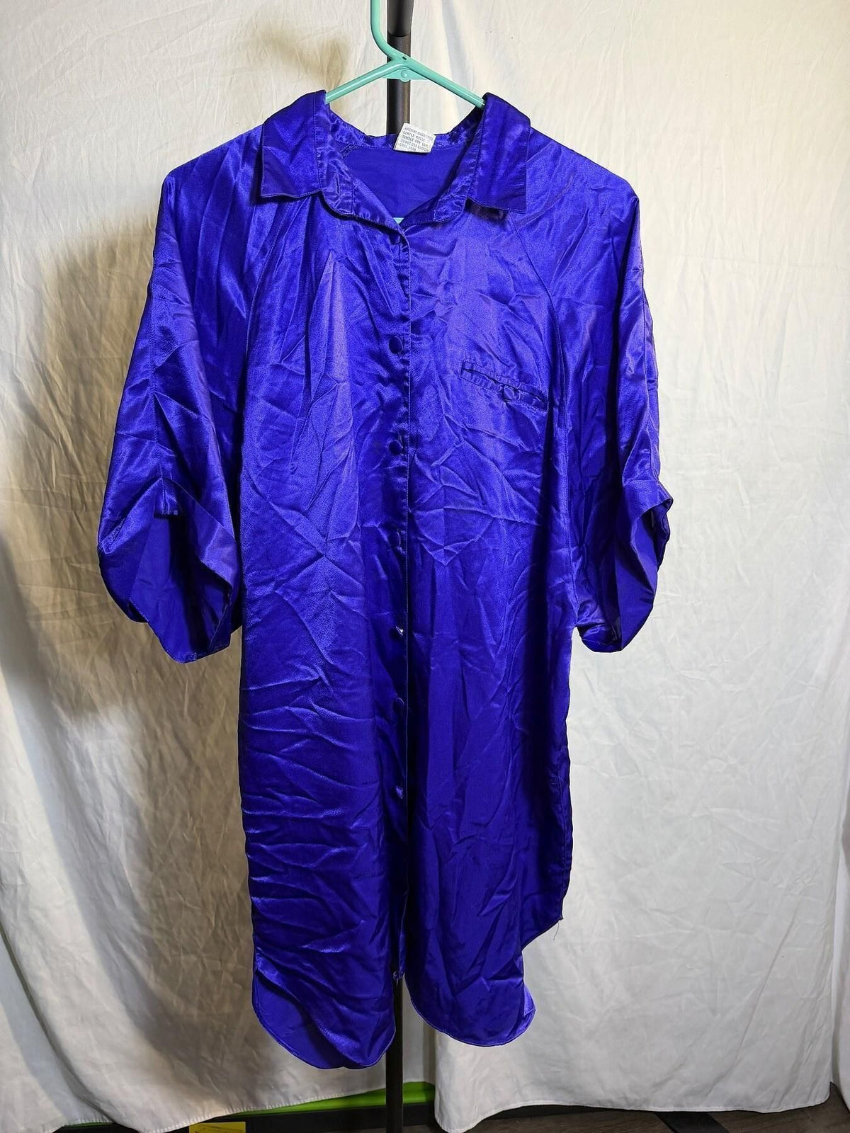 Vintage Kathryn Purple Satin Polyester Nightshirt Nightgown Size L - Wormhole Thrift
