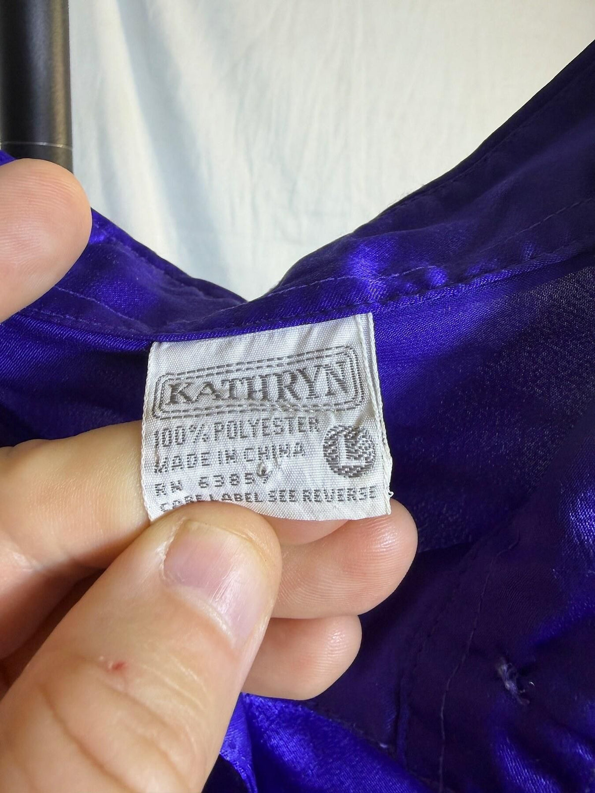 Vintage Kathryn Purple Satin Polyester Nightshirt Nightgown Size L - Wormhole Thrift