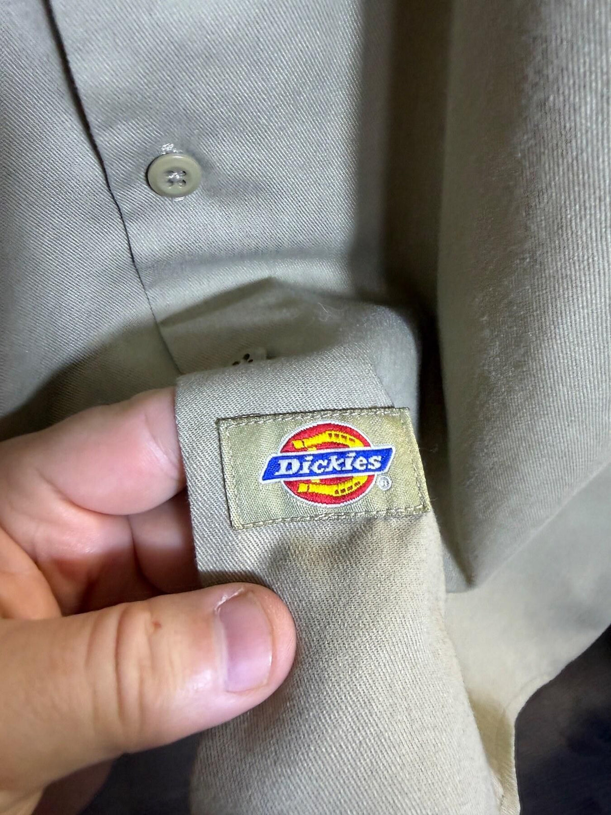 Dickies Men's Medium Khaki Short Sleeve Work Shirt AC29 - Wormhole Thrift