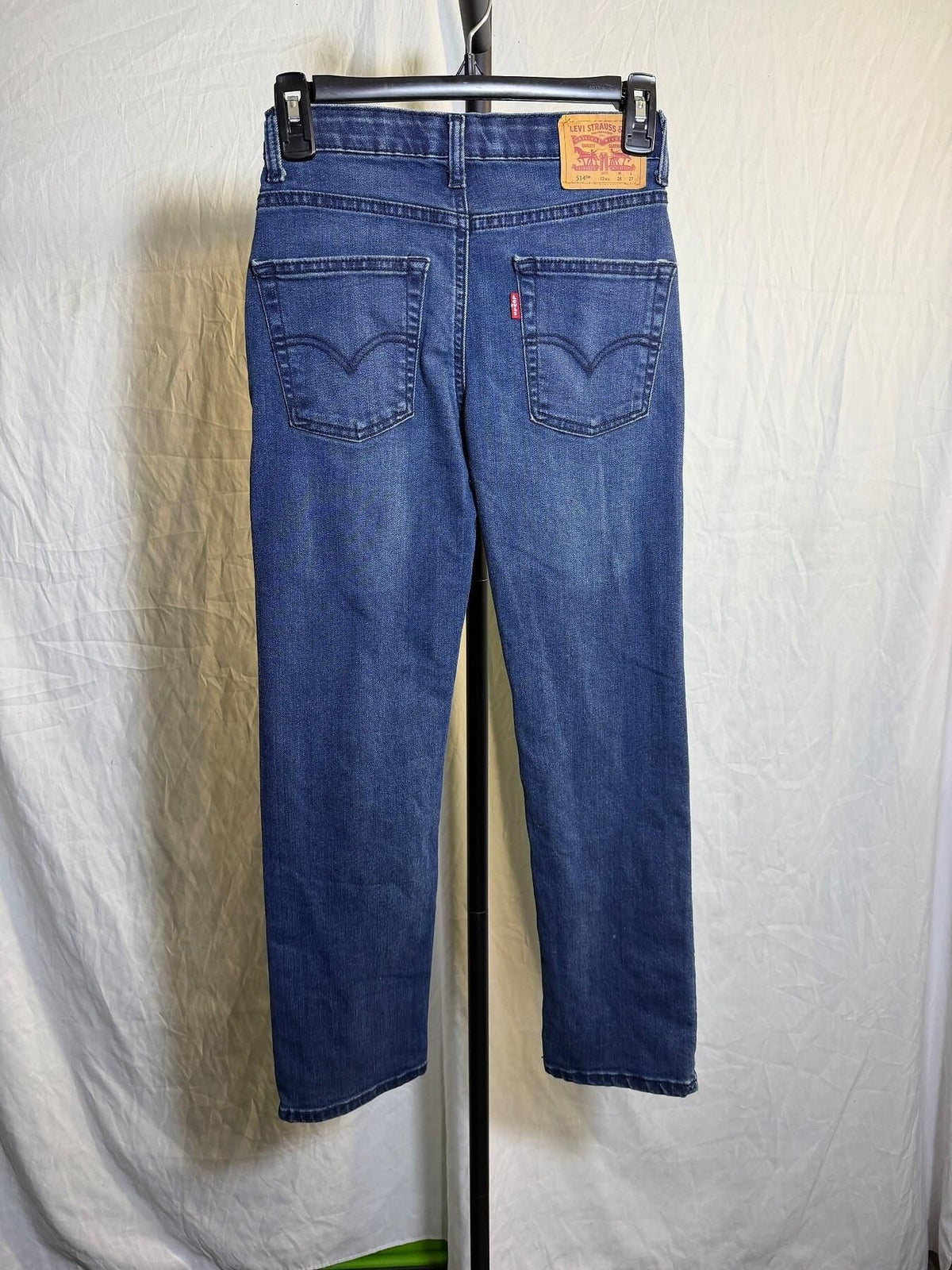 Levi's 514 Slim Straight Jeans Youth Boys Size 12 Regular W26 L27 Blue Denim - Wormhole Thrift
