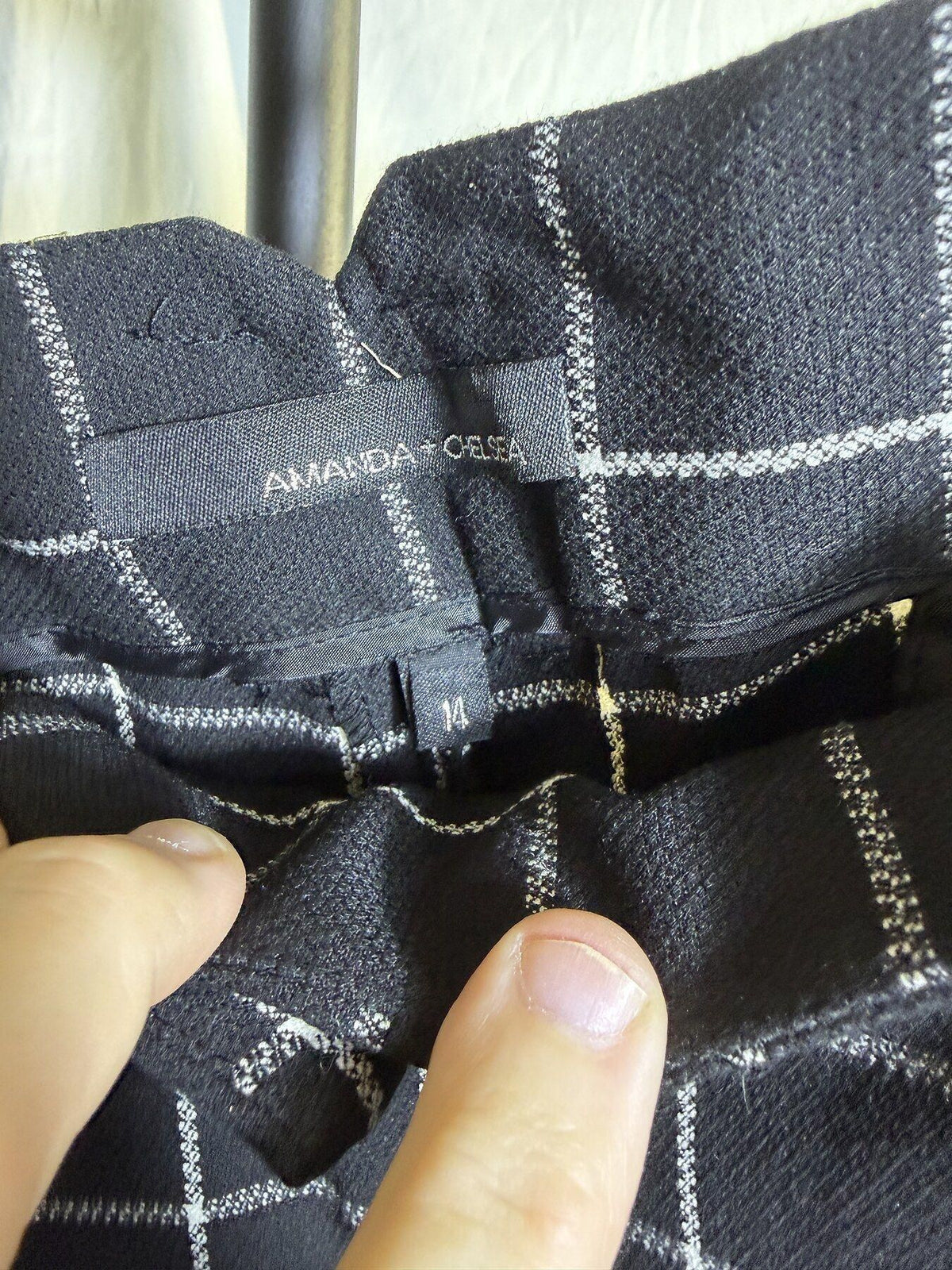 AMANDA CHELSEA Women's Black & White Plaid Pants Size 14 - Wormhole Thrift