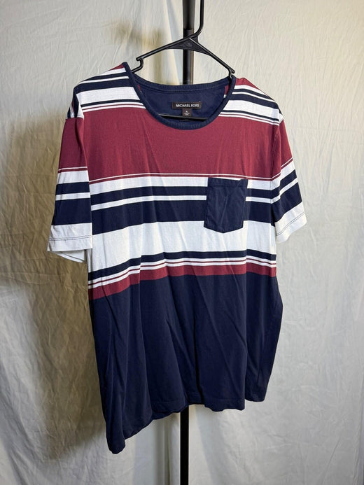 Michael Kors Men's XL Striped Pima Cotton T-Shirt Knit Top - Wormhole Thrift