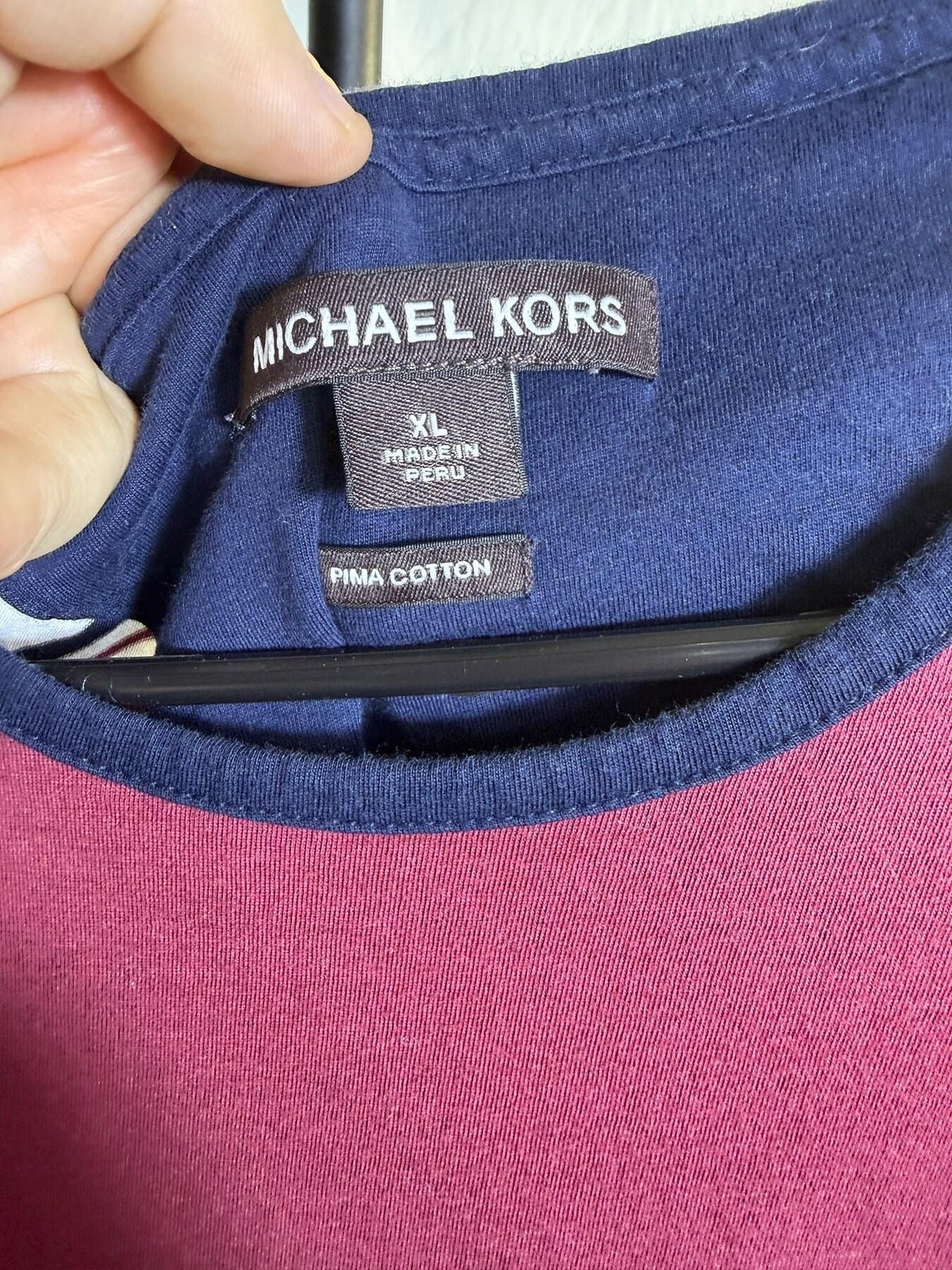 Michael Kors Men's XL Striped Pima Cotton T-Shirt Knit Top - Wormhole Thrift