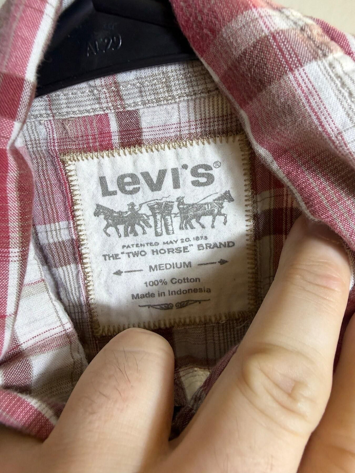 Vintage Levi's Red Plaid Western Snap Shirt Men's Medium - Wormhole Thrift