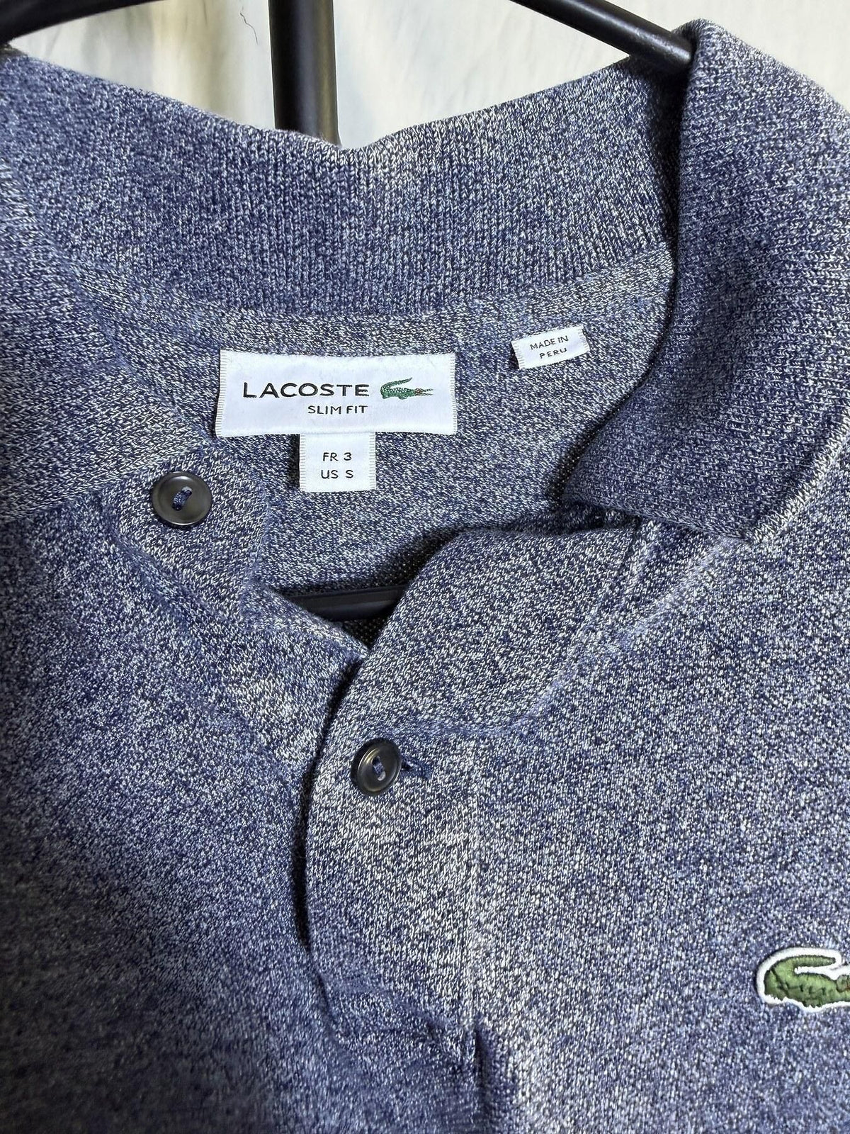 Lacoste Men's Slim Fit Polo Shirt Blue US S FR 3 - Wormhole Thrift