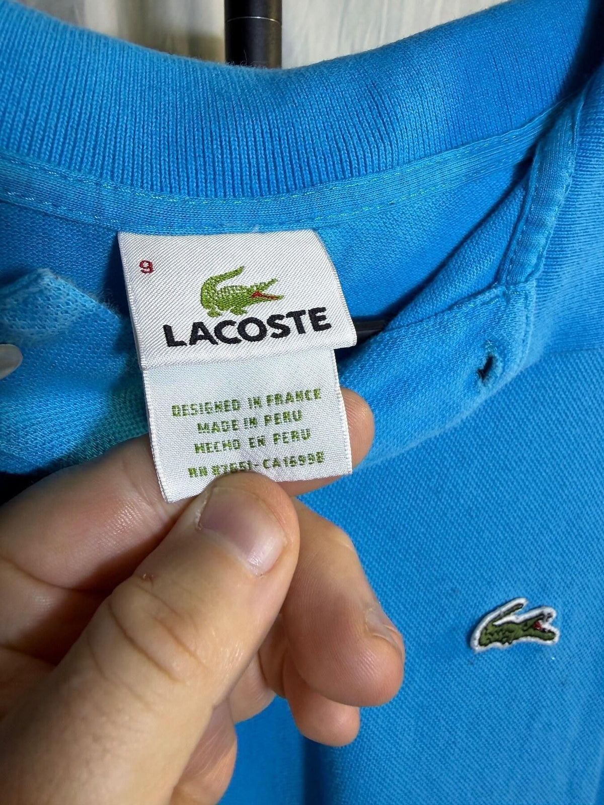 Lacoste Men's Blue 100% Cotton Classic Polo Shirt Size 9 - Wormhole Thrift