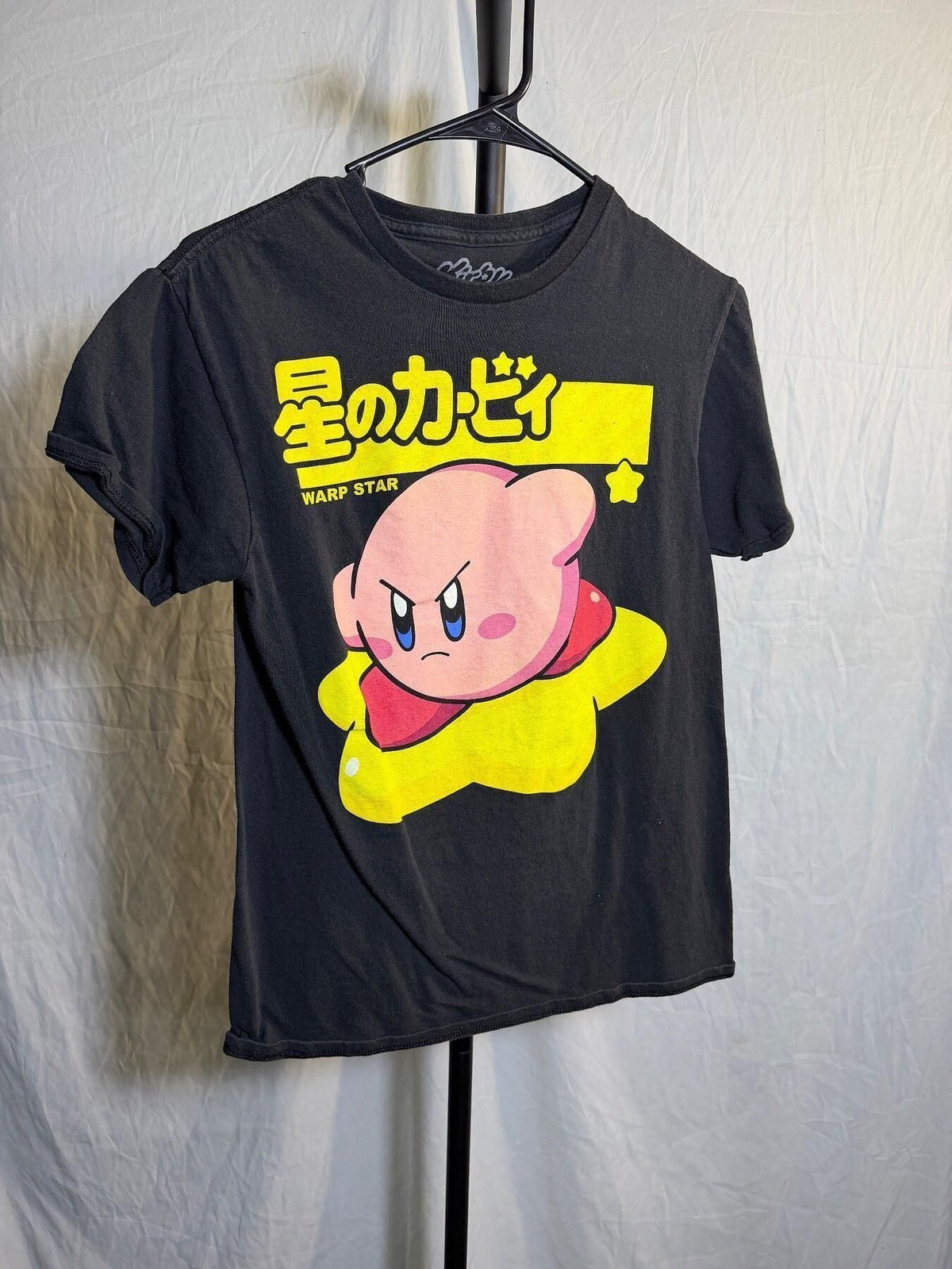 Kirby Warp Star Black Graphic T-Shirt Nintendo HAL Lab Size S - Wormhole Thrift