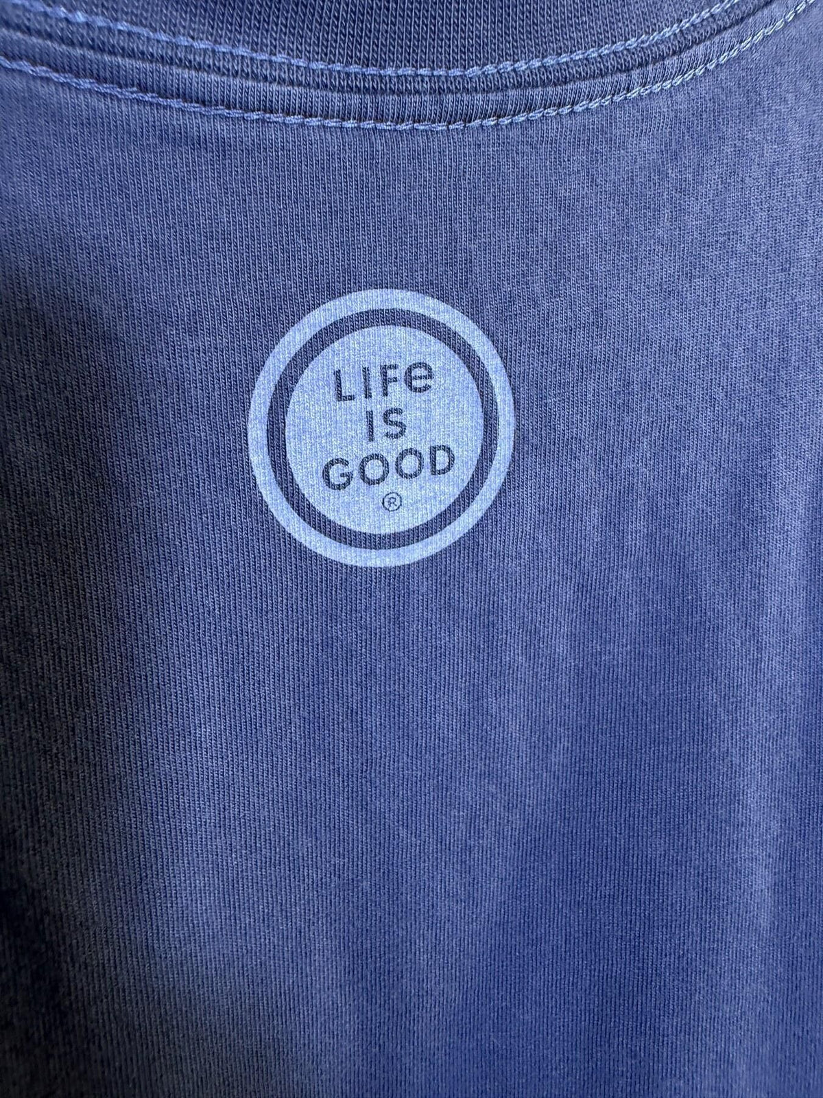 Life is Good Men's L Crusher Tee Feelin' Lucky Shamrock Blue T-Shirt - Wormhole Thrift