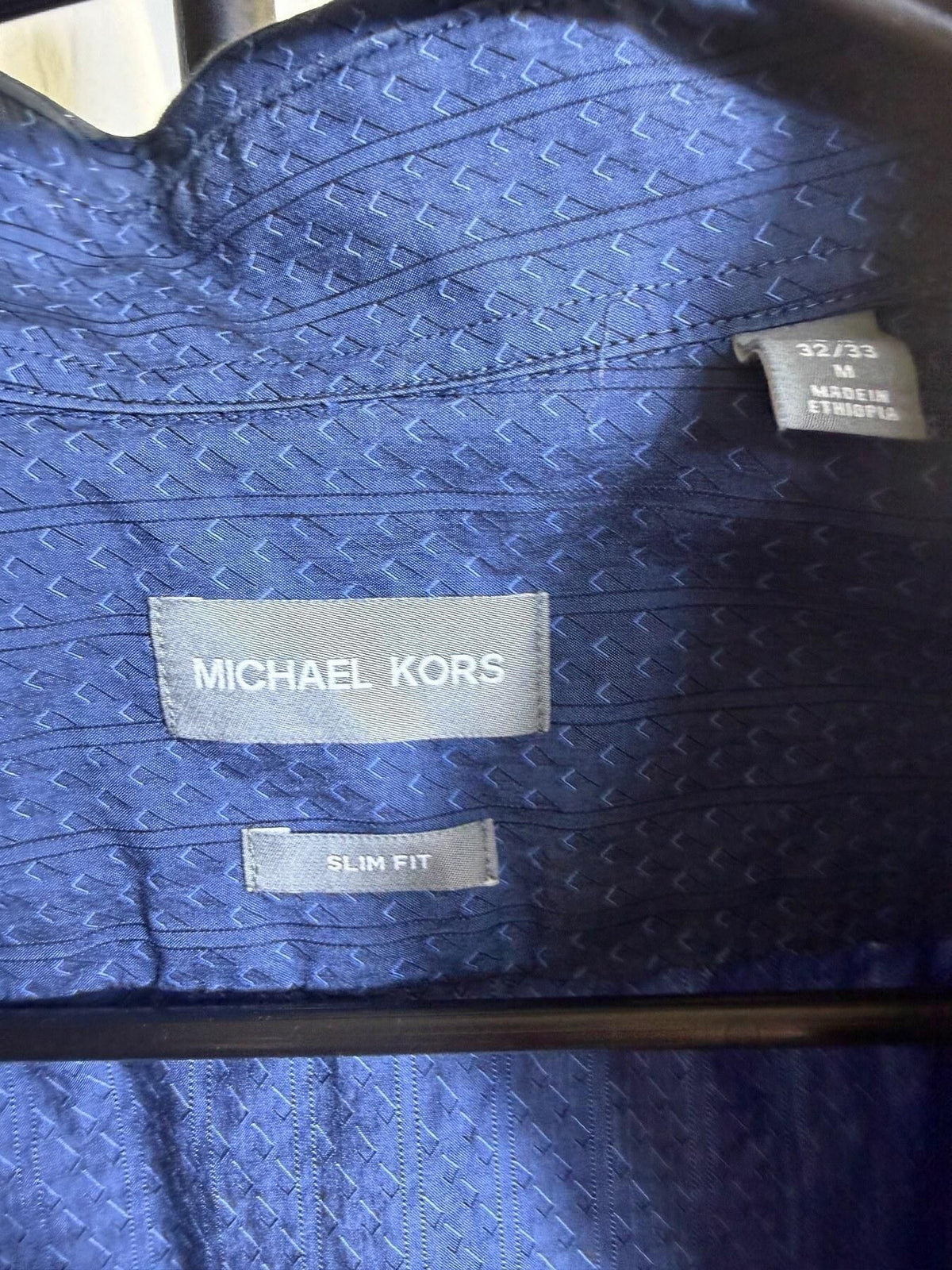 Michael Kors Men's Blue Slim Fit 100% Cotton Button-Up Shirt Size M - Wormhole Thrift