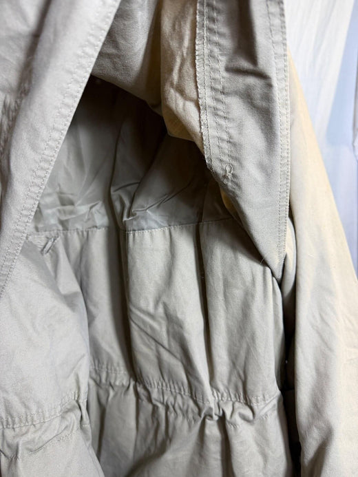 Vintage Basic Editions Khaki Hooded Parka Jacket Plaid Lined Corduroy Collar - Wormhole Thrift
