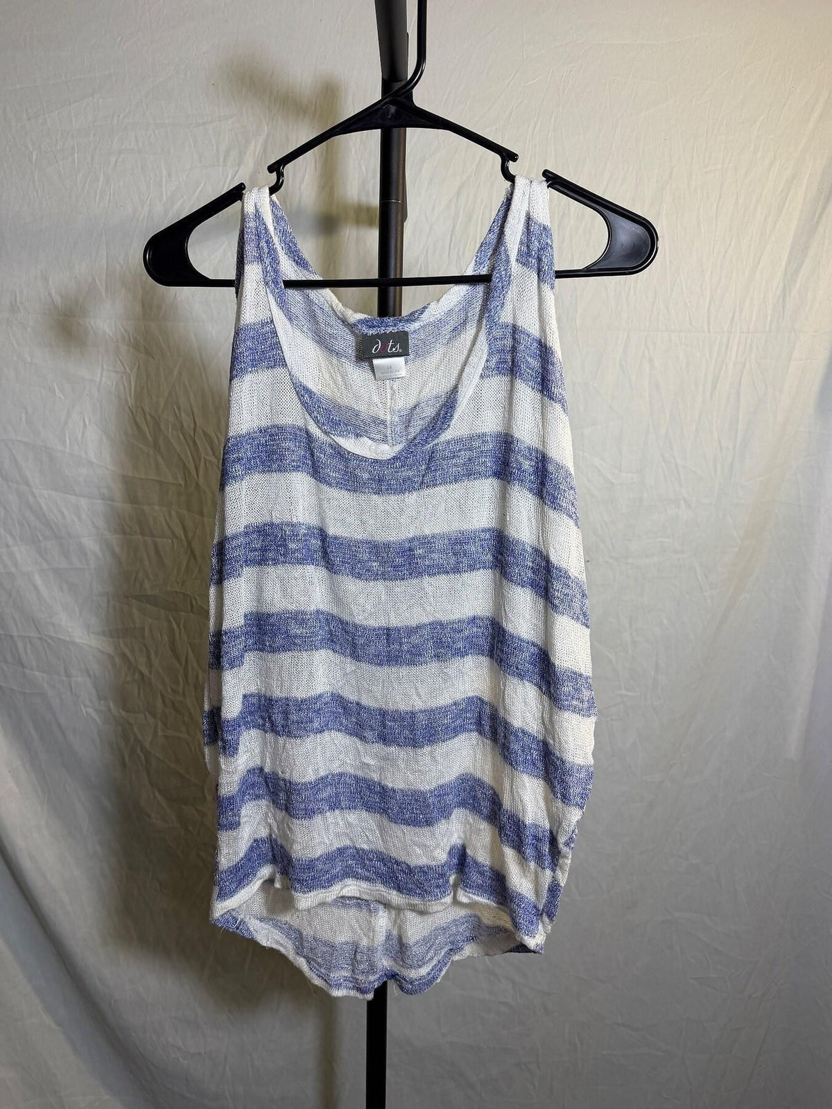 Vintage dots. Blue & White Striped Knit Tank Top - Women's Size M - Wormhole Thrift