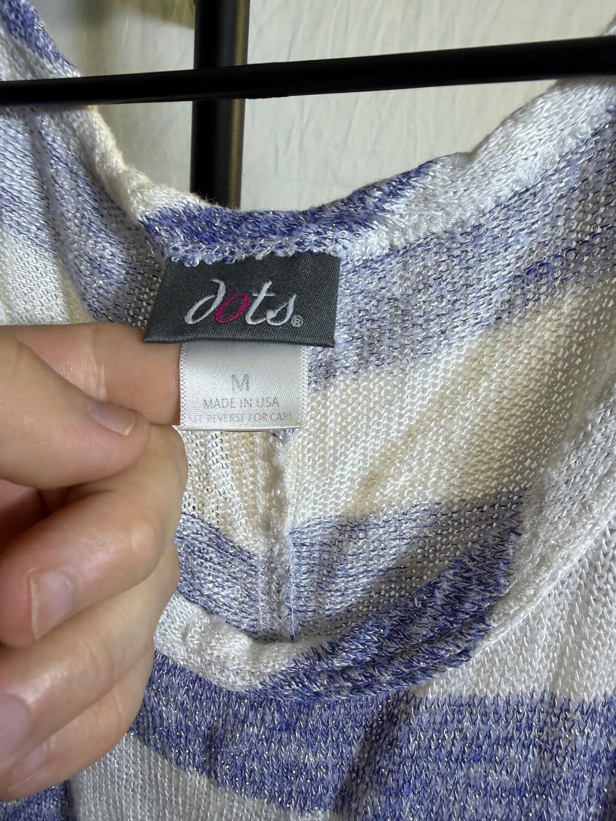 Vintage dots. Blue & White Striped Knit Tank Top - Women's Size M - Wormhole Thrift