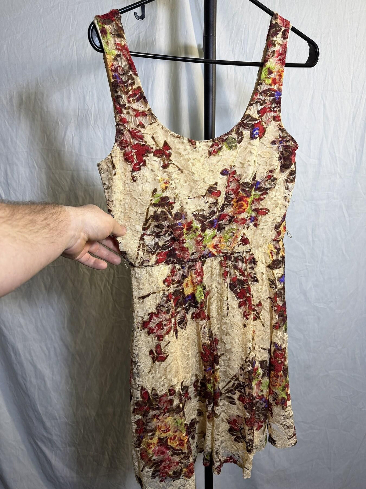 AS U WISH Floral Lace Sleeveless Mini Dress Size S - Wormhole Thrift