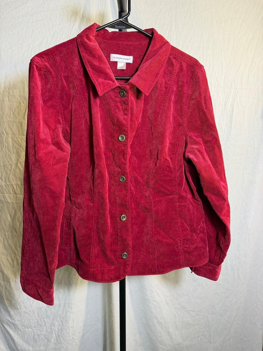 Christopher & Banks Red Corduroy Button Front Jacket Women's Size L - Wormhole Thrift