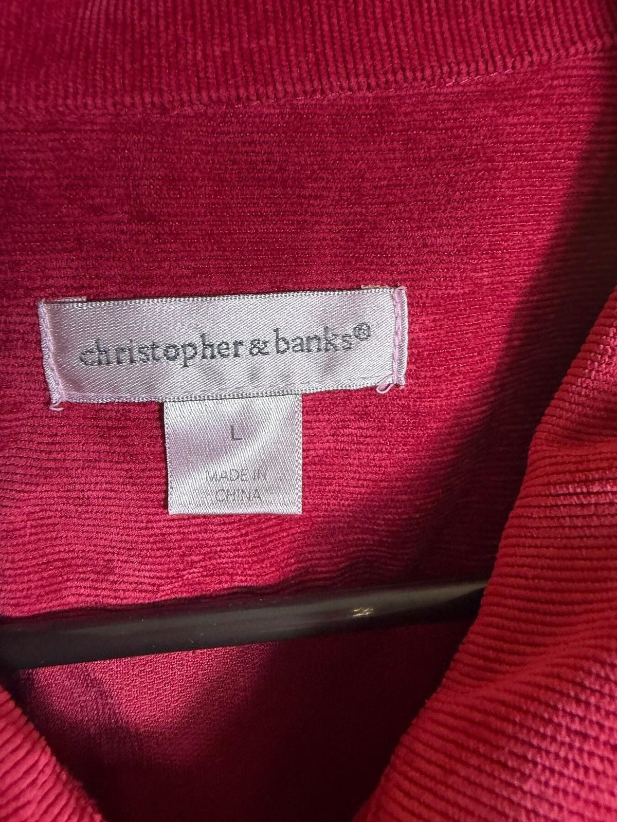 Christopher & Banks Red Corduroy Button Front Jacket Women's Size L - Wormhole Thrift