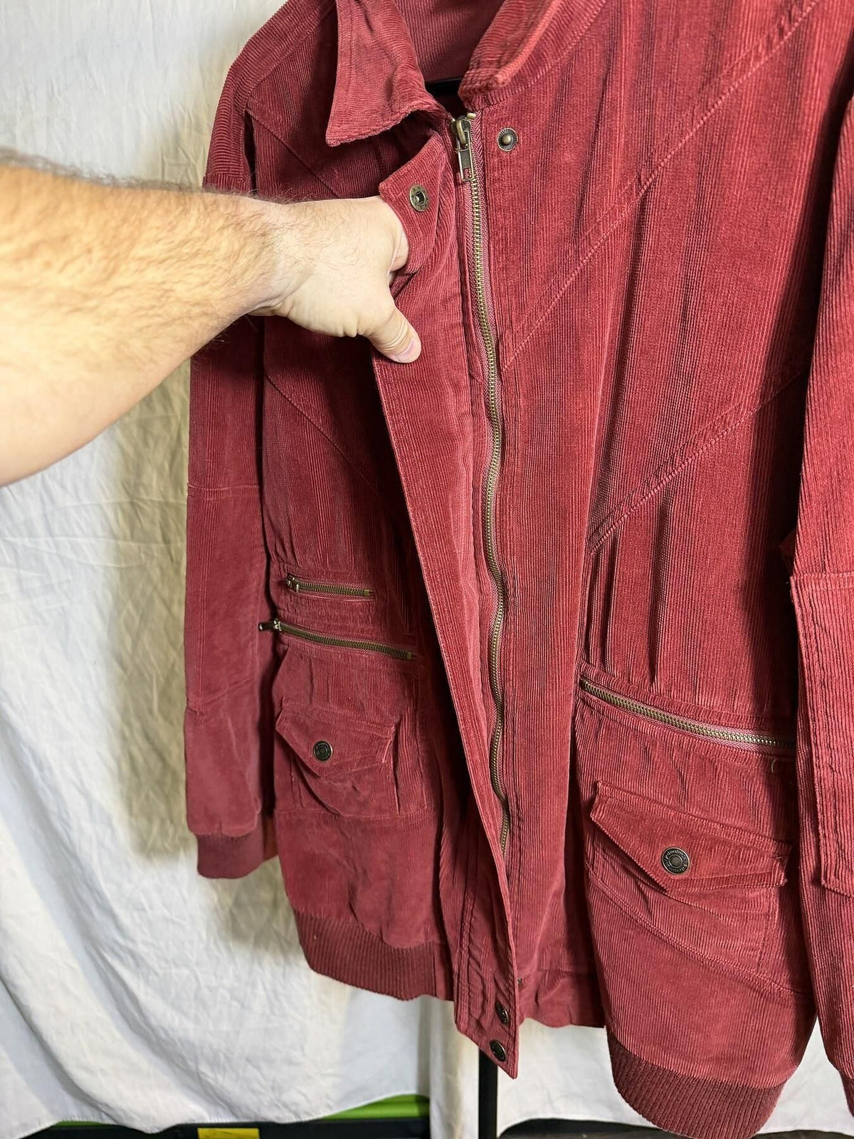 Denim 24/7 Women's Dusty Red Corduroy Zip Front Jacket Size 16W - Wormhole Thrift