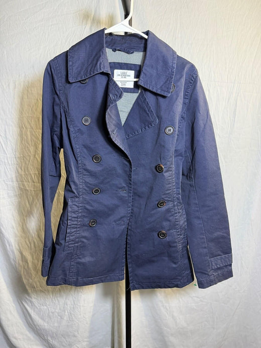 L.O.G.G. by H&M Women's Navy Blue Double-Breasted Cotton Jacket US 6 - Wormhole Thrift