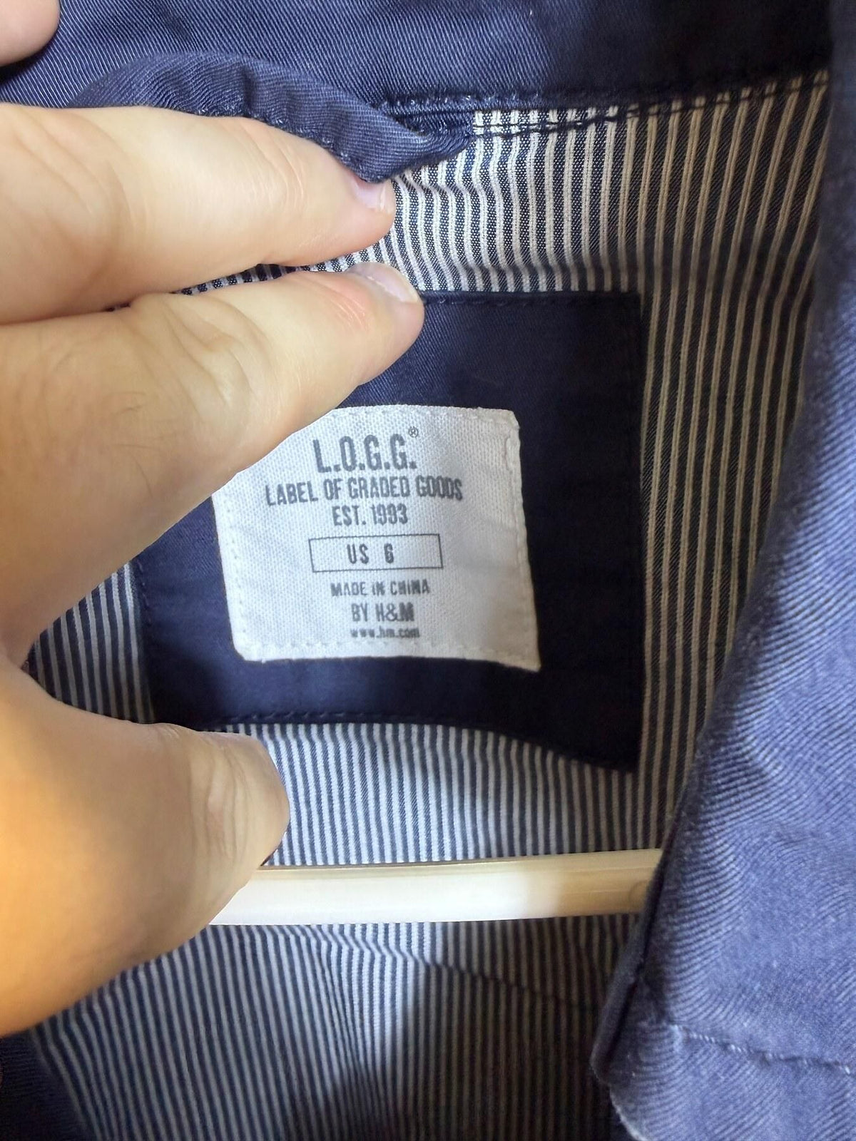 L.O.G.G. by H&M Women's Navy Blue Double-Breasted Cotton Jacket US 6 - Wormhole Thrift