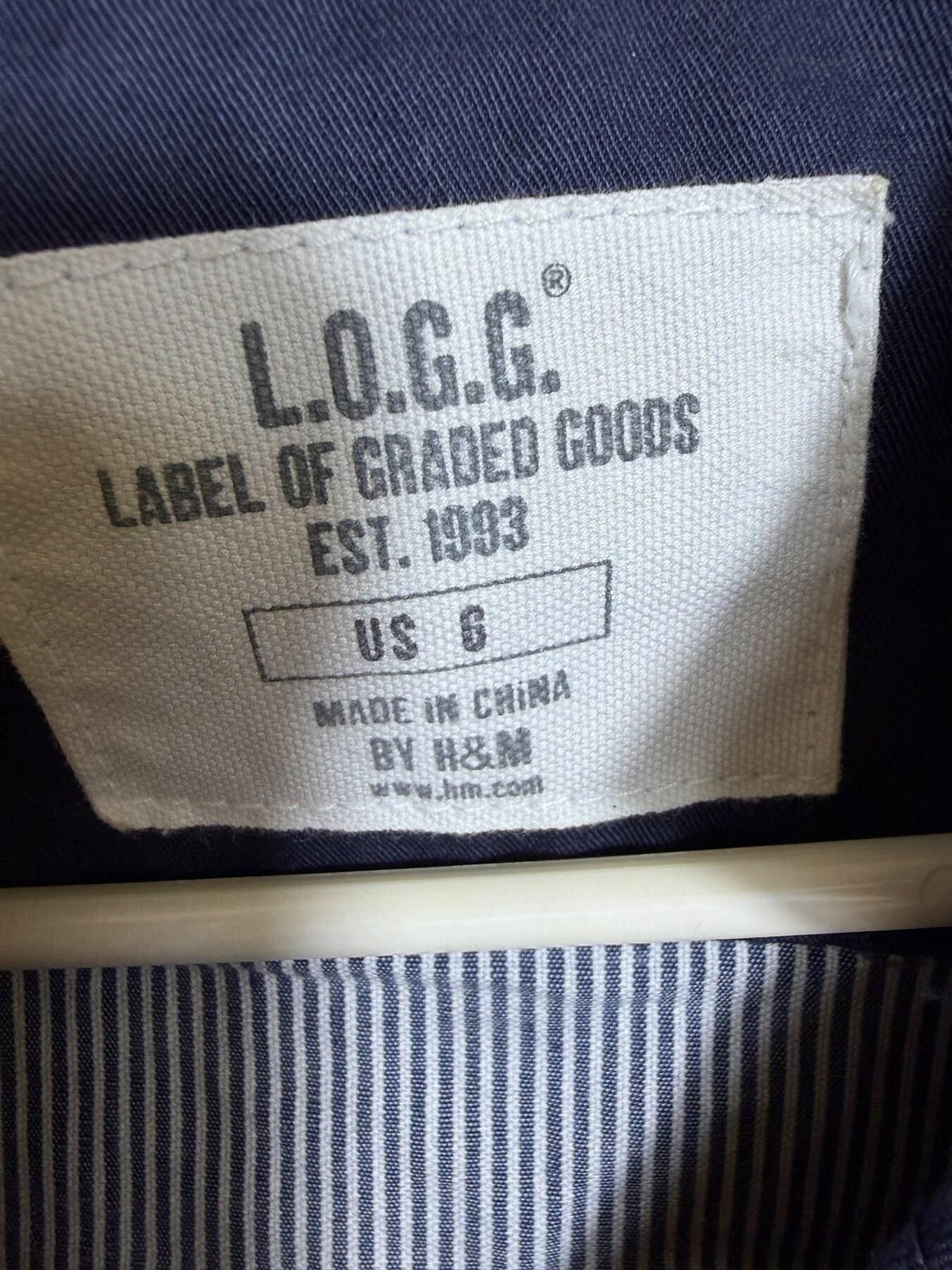 L.O.G.G. by H&M Women's Navy Blue Double-Breasted Cotton Jacket US 6 - Wormhole Thrift